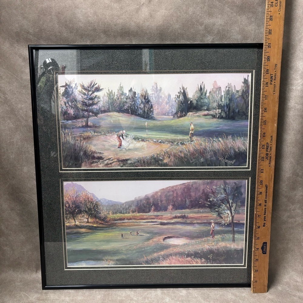 Vintage Harnett GOLF Professional Framed Art Pictures SET of 2-Signed - Picture 3 of 7